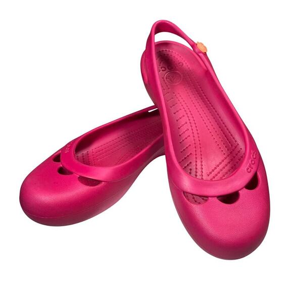 Crocs Hot Pink Slingbacks Size 10 - Picture 1 of 8